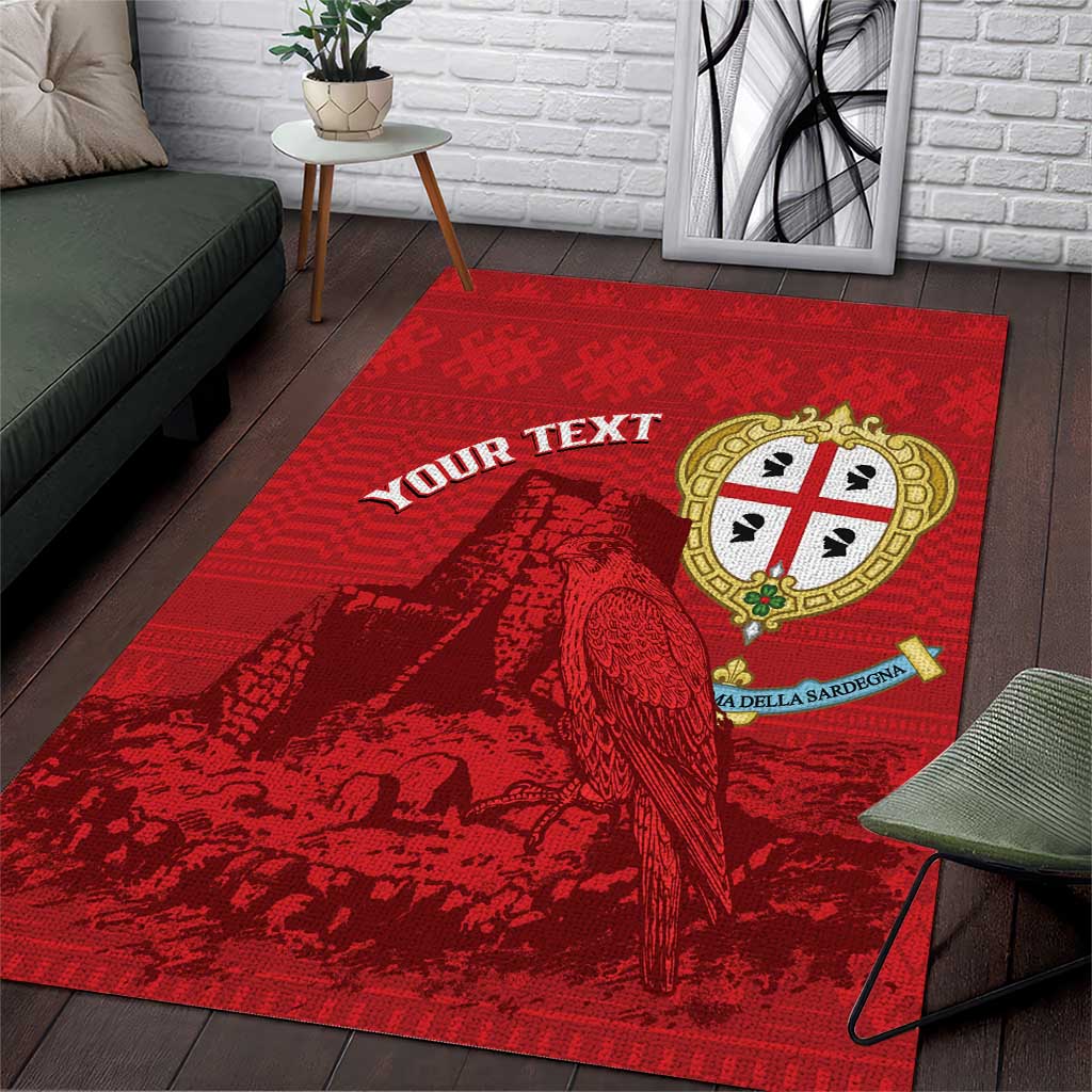 Personalised Sardinia Italy Area Rug Sardegna Nuraghe With Falcon