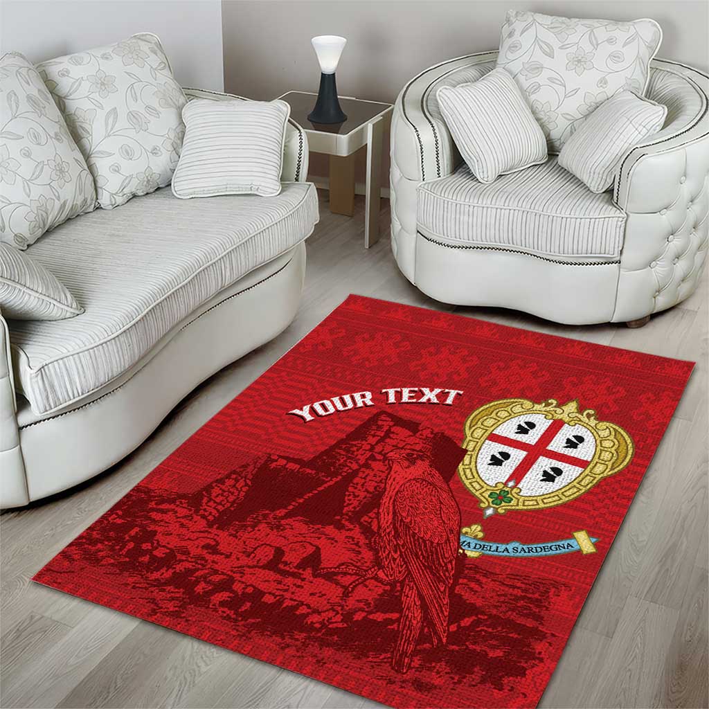 Personalised Sardinia Italy Area Rug Sardegna Nuraghe With Falcon