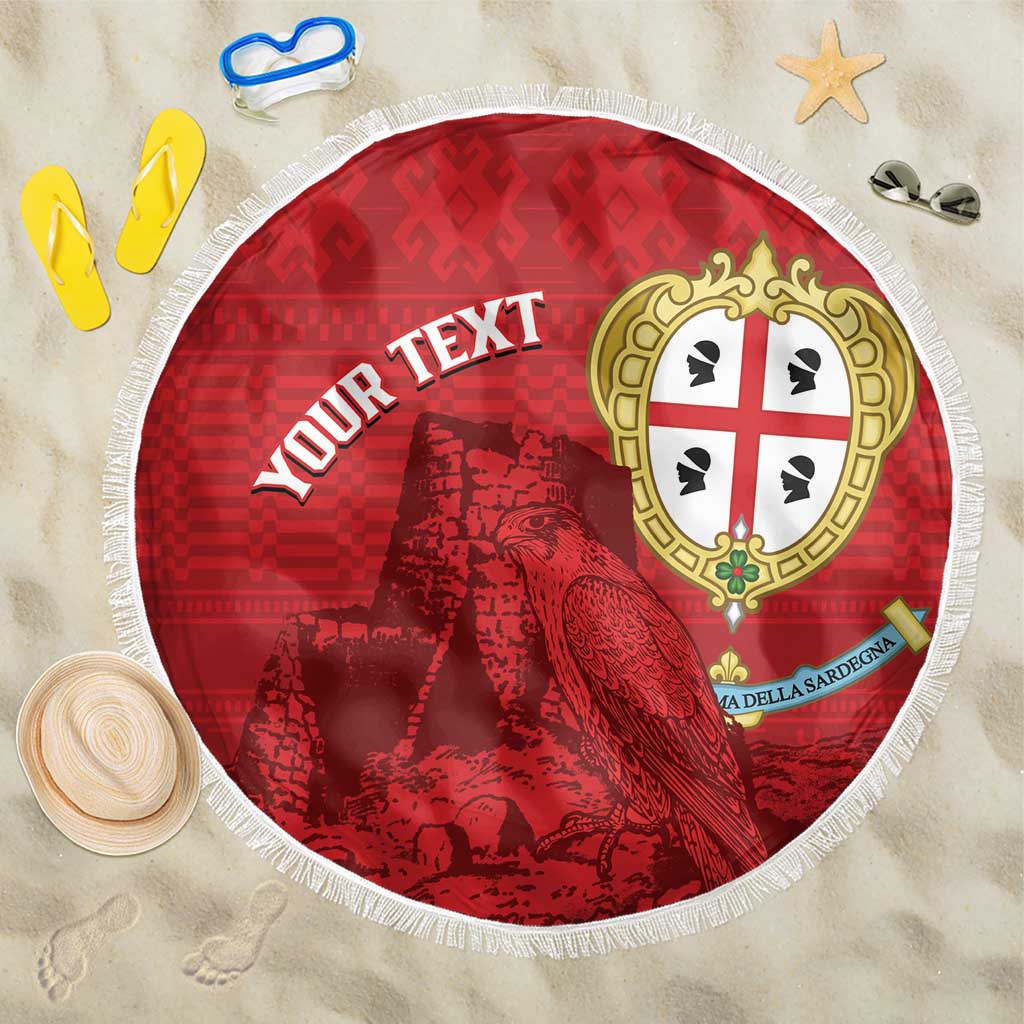 Personalised Sardinia Italy Beach Blanket Sardegna Nuraghe With Falcon