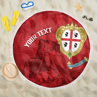 Personalised Sardinia Italy Beach Blanket Sardegna Nuraghe With Falcon