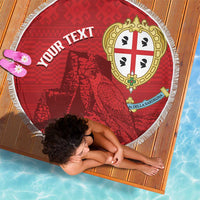 Personalised Sardinia Italy Beach Blanket Sardegna Nuraghe With Falcon