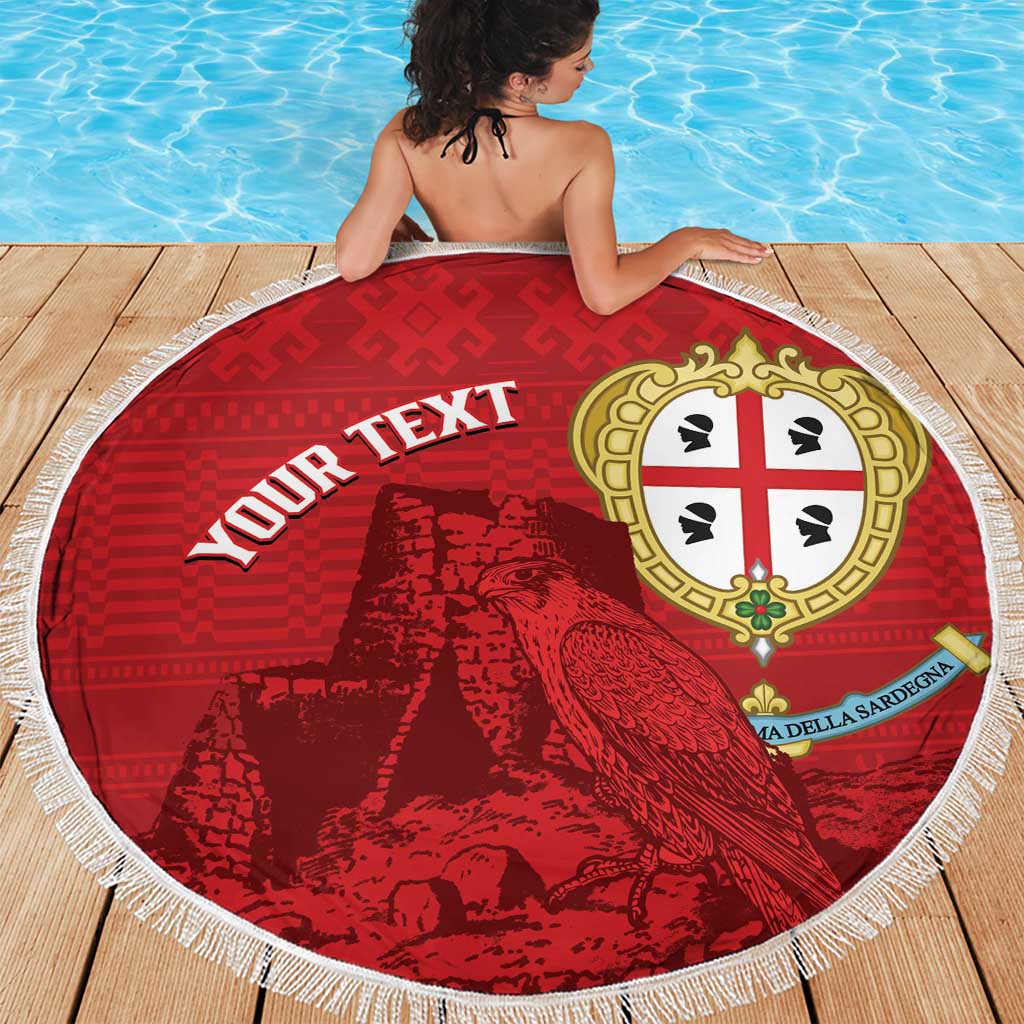 Personalised Sardinia Italy Beach Blanket Sardegna Nuraghe With Falcon