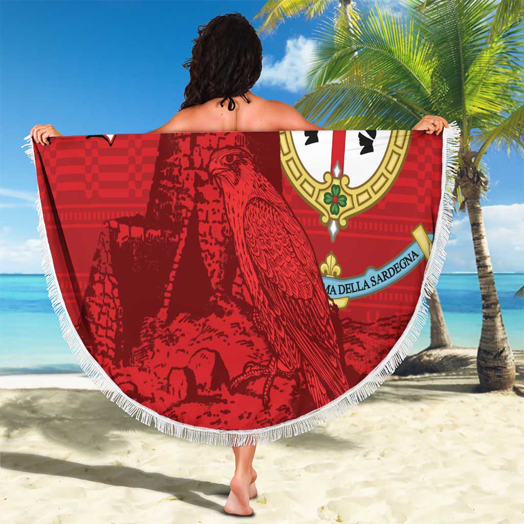 Personalised Sardinia Italy Beach Blanket Sardegna Nuraghe With Falcon