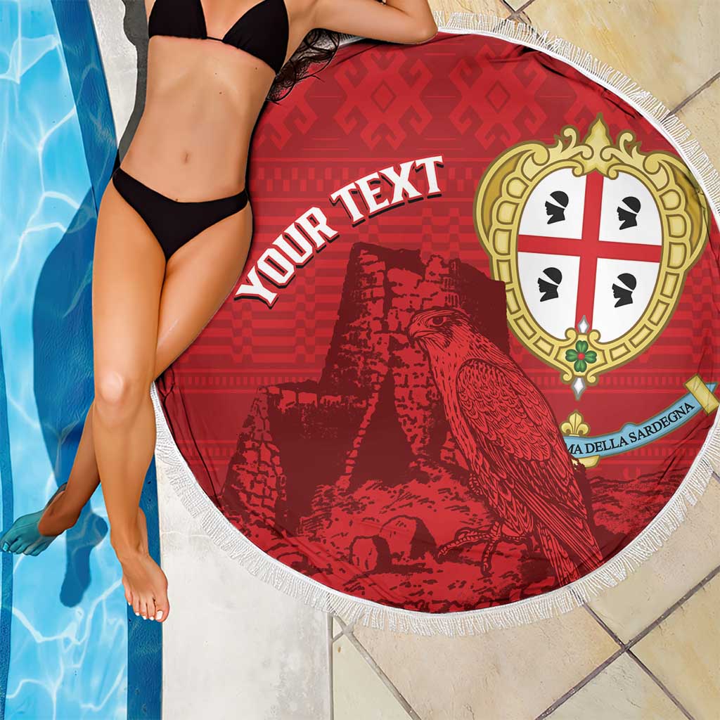 Personalised Sardinia Italy Beach Blanket Sardegna Nuraghe With Falcon