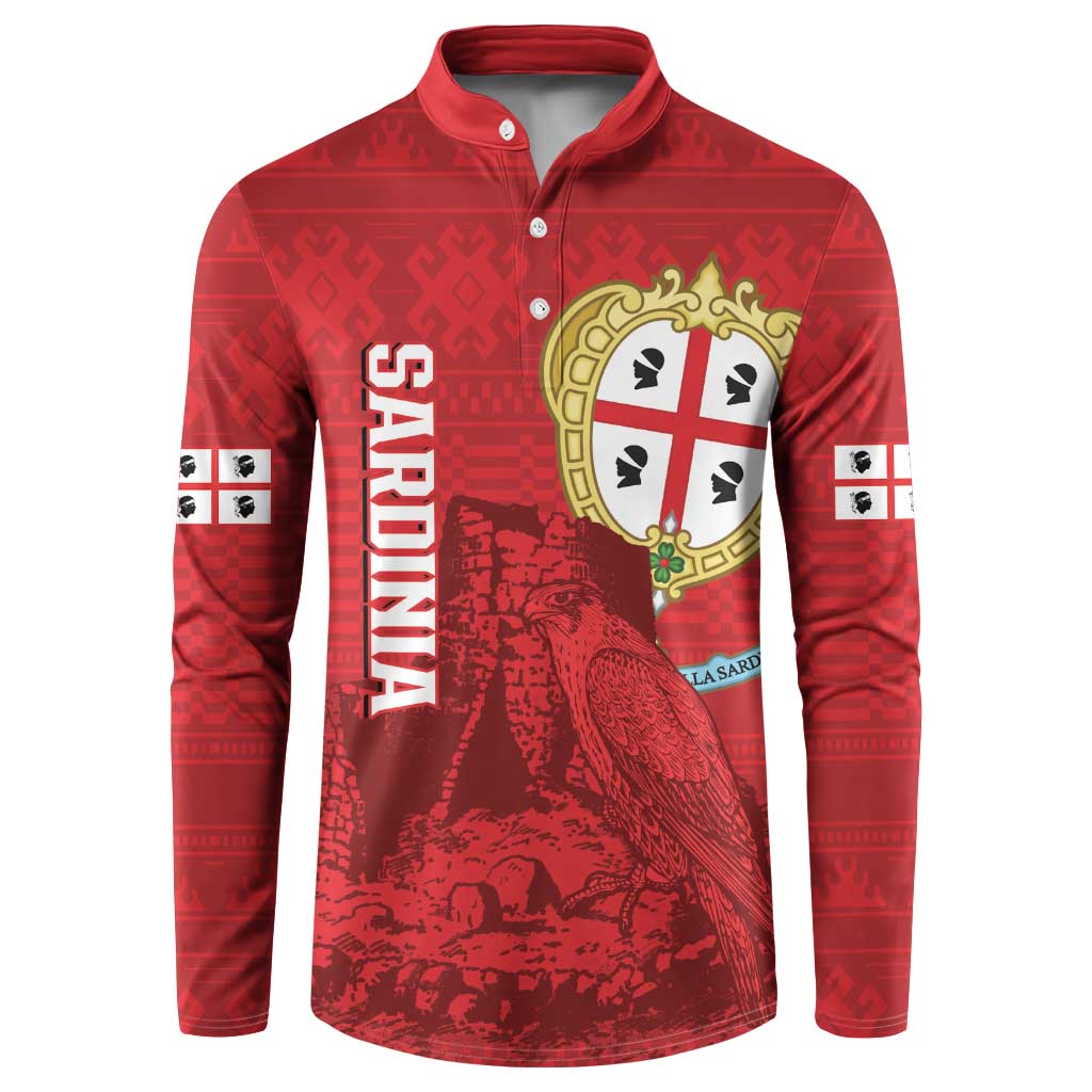 Personalised Sardinia Italy Button Sweatshirt Sardegna Nuraghe With Falcon