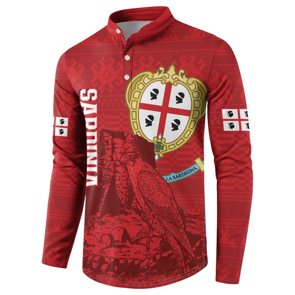 Personalised Sardinia Italy Button Sweatshirt Sardegna Nuraghe With Falcon
