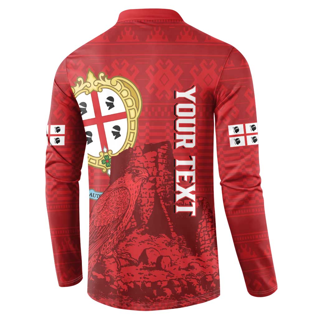 Personalised Sardinia Italy Button Sweatshirt Sardegna Nuraghe With Falcon