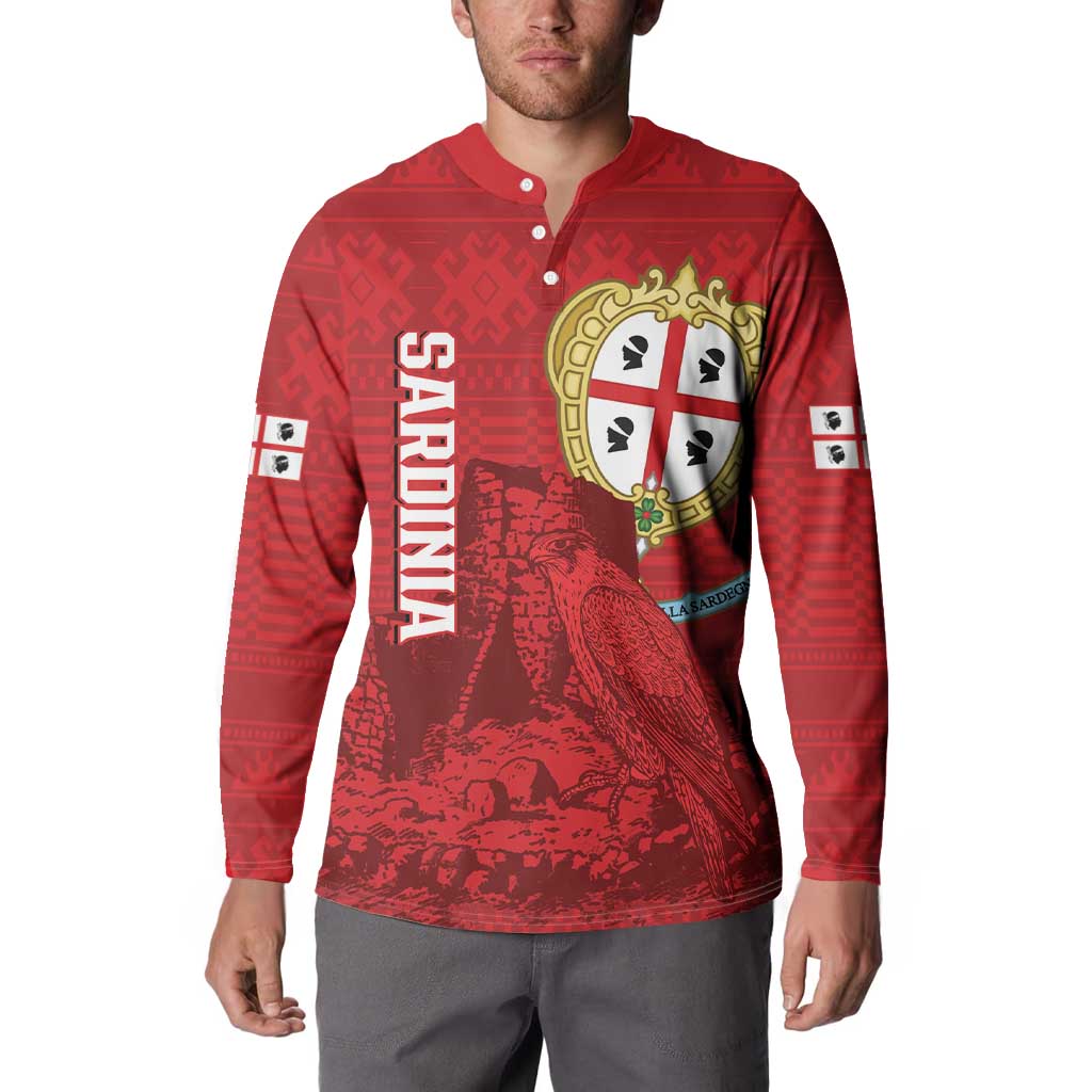 Personalised Sardinia Italy Button Sweatshirt Sardegna Nuraghe With Falcon