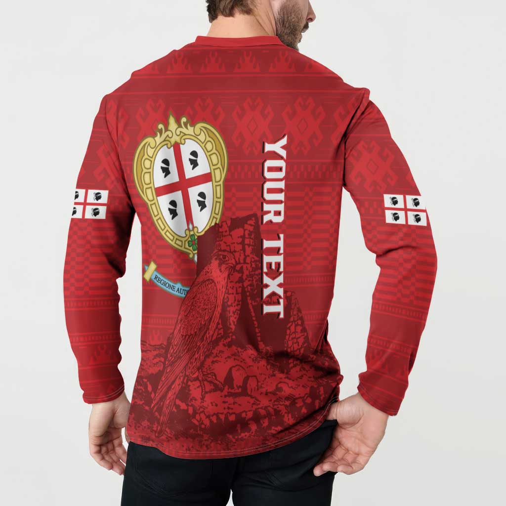 Personalised Sardinia Italy Button Sweatshirt Sardegna Nuraghe With Falcon