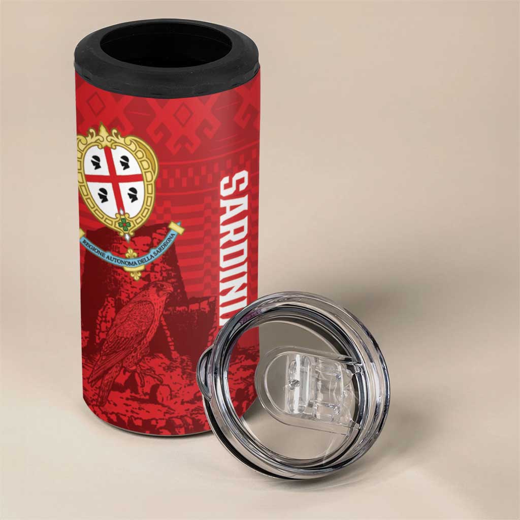 Personalised Sardinia Italy 4 in 1 Can Cooler Tumbler Sardegna Nuraghe With Falcon