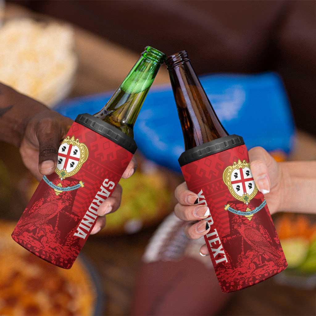 Personalised Sardinia Italy 4 in 1 Can Cooler Tumbler Sardegna Nuraghe With Falcon