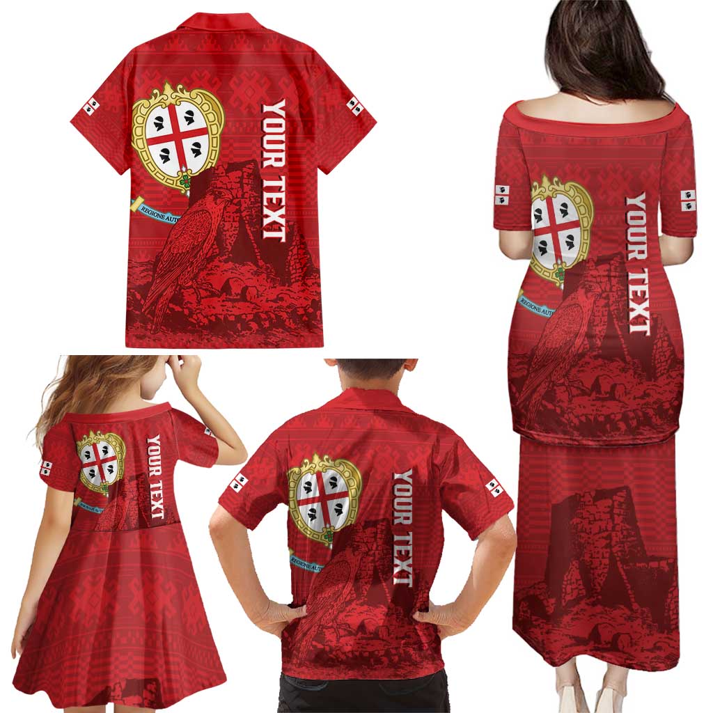 Personalised Sardinia Italy Family Matching Puletasi and Hawaiian Shirt Sardegna Nuraghe With Falcon