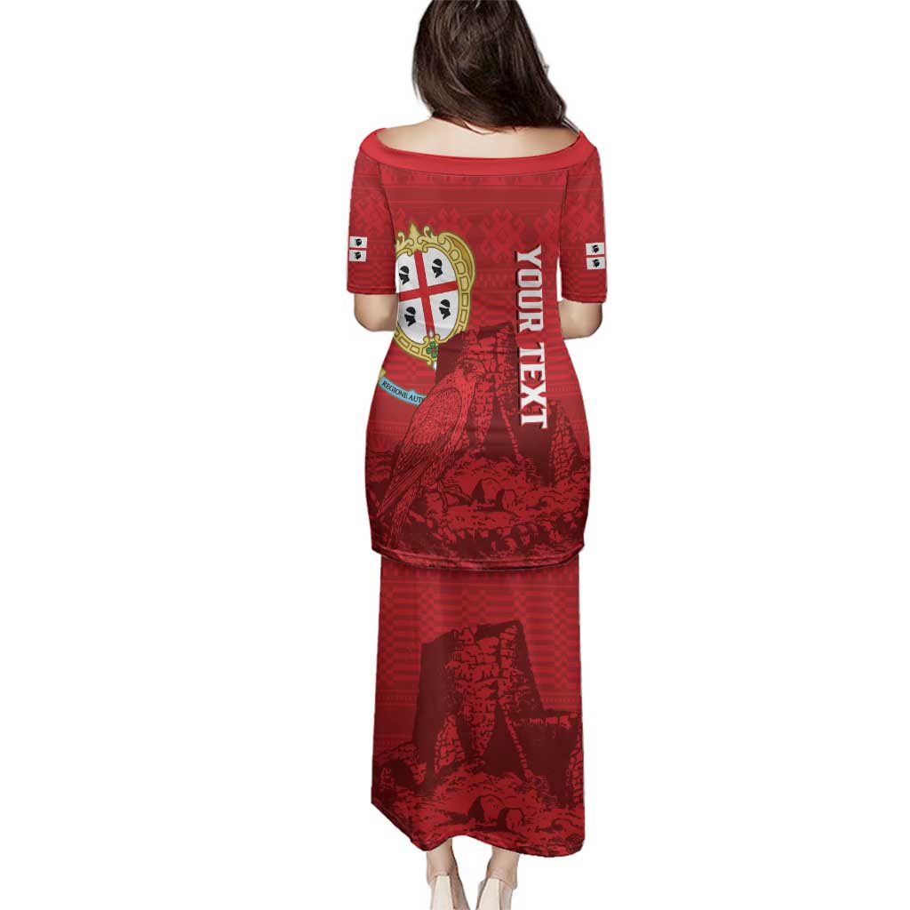 Personalised Sardinia Italy Family Matching Puletasi and Hawaiian Shirt Sardegna Nuraghe With Falcon