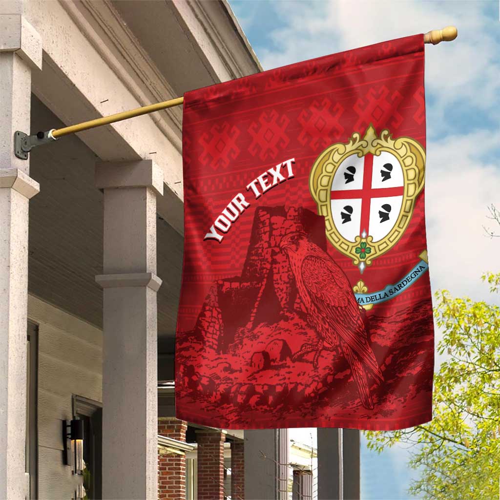 Personalised Sardinia Italy Garden Flag Sardegna Nuraghe With Falcon