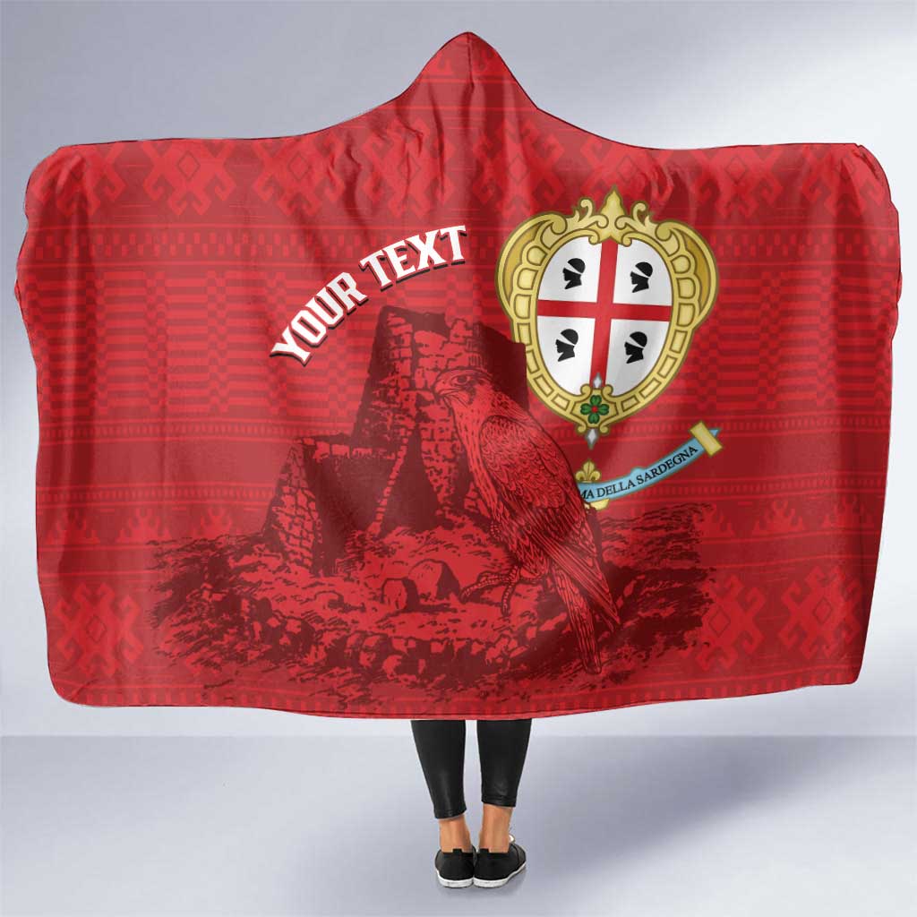 Personalised Sardinia Italy Hooded Blanket Sardegna Nuraghe With Falcon