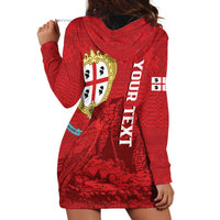 Personalised Sardinia Italy Hoodie Dress Sardegna Nuraghe With Falcon