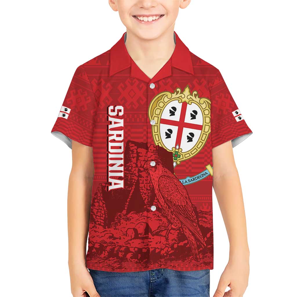 Personalised Sardinia Italy Kid Hawaiian Shirt Sardegna Nuraghe With Falcon