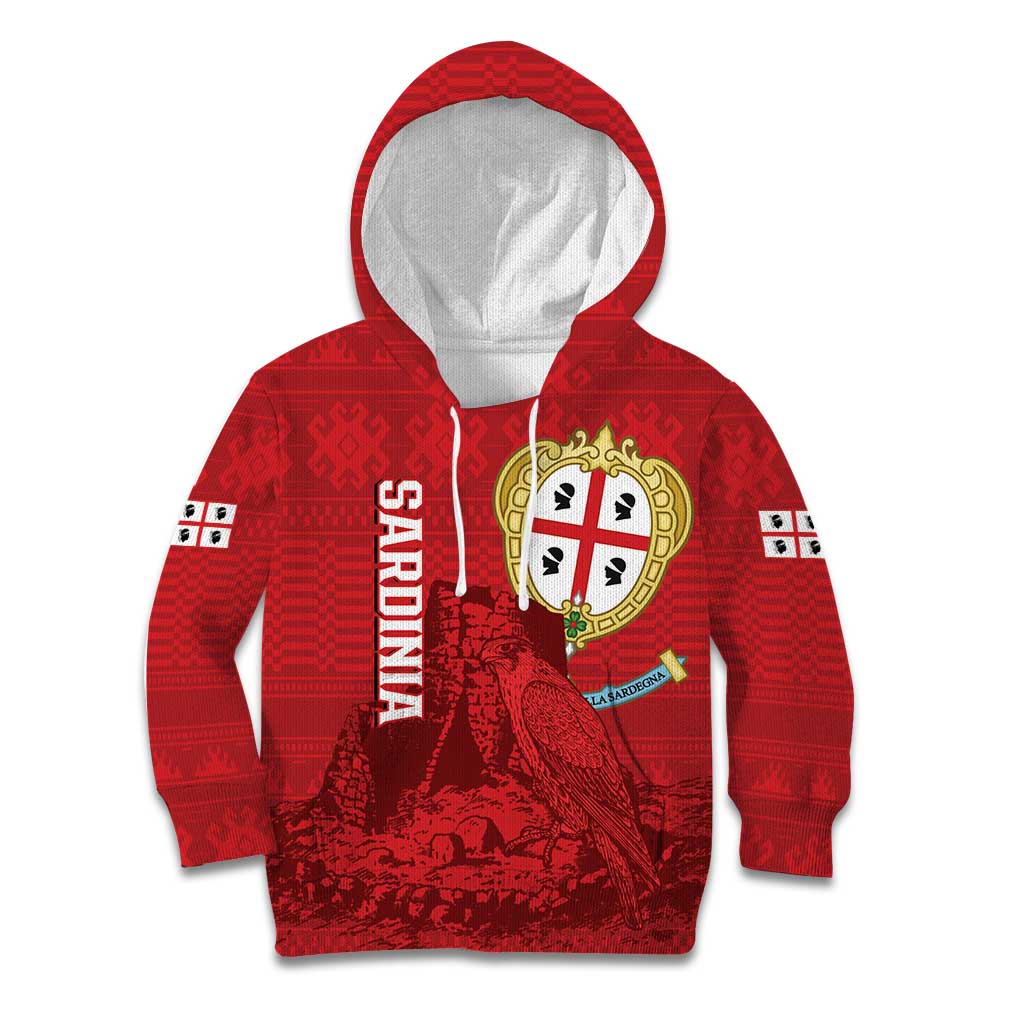 Personalised Sardinia Italy Kid Hoodie Sardegna Nuraghe With Falcon