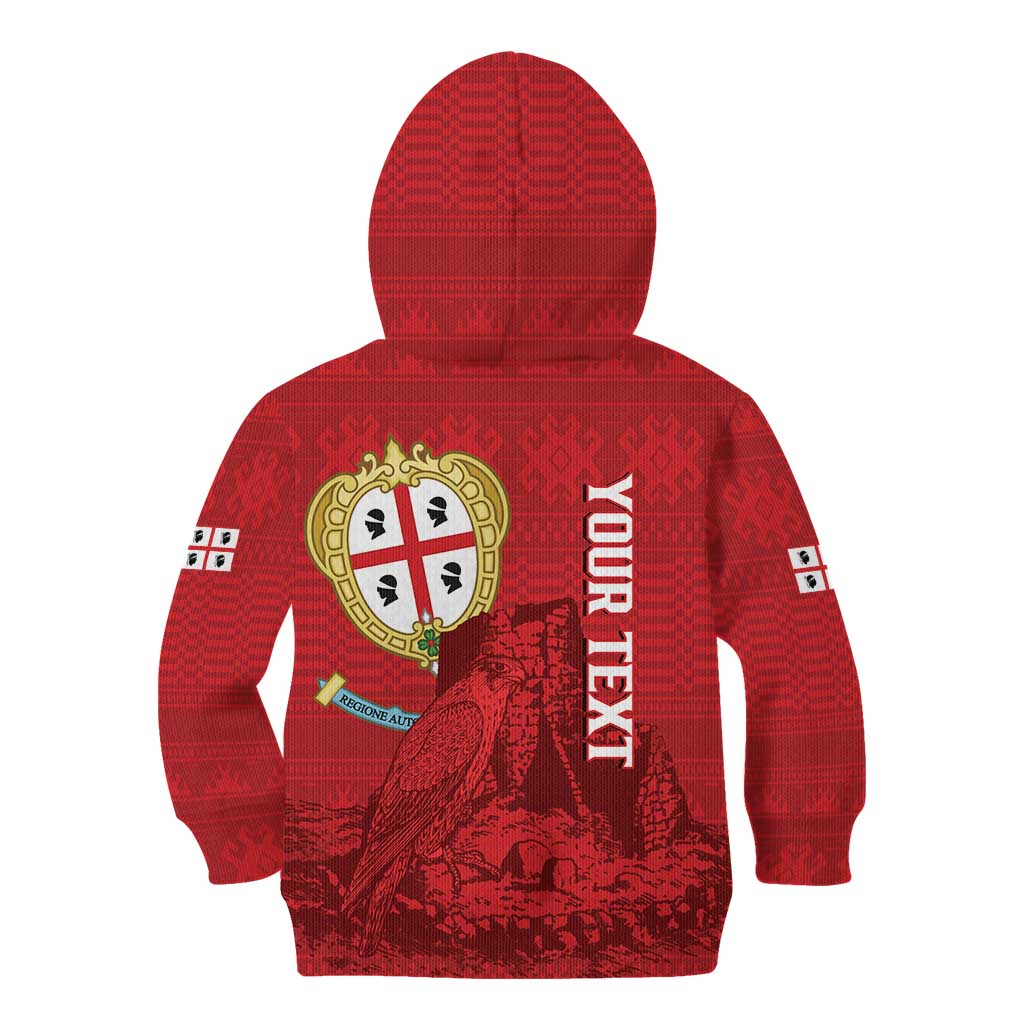 Personalised Sardinia Italy Kid Hoodie Sardegna Nuraghe With Falcon