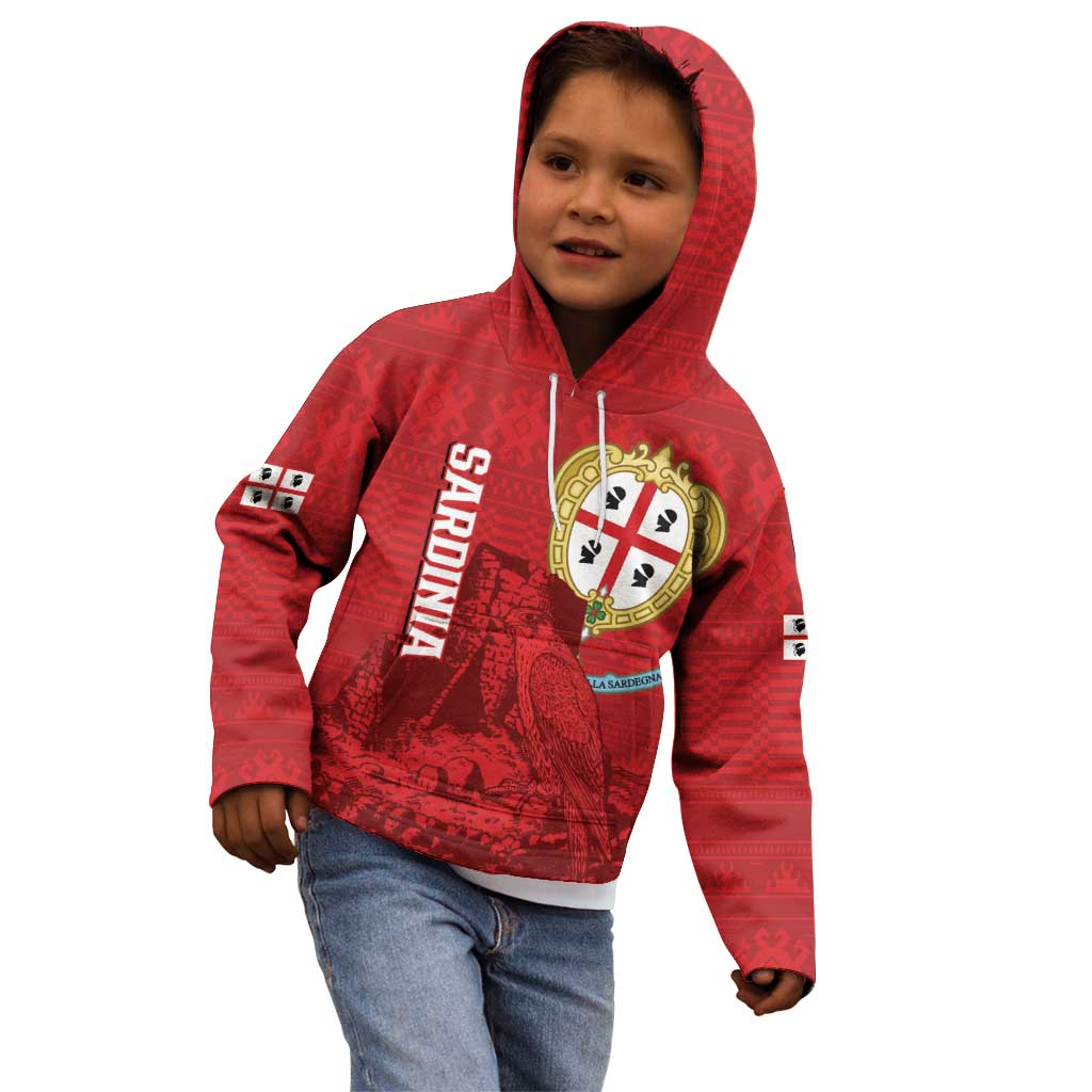Personalised Sardinia Italy Kid Hoodie Sardegna Nuraghe With Falcon