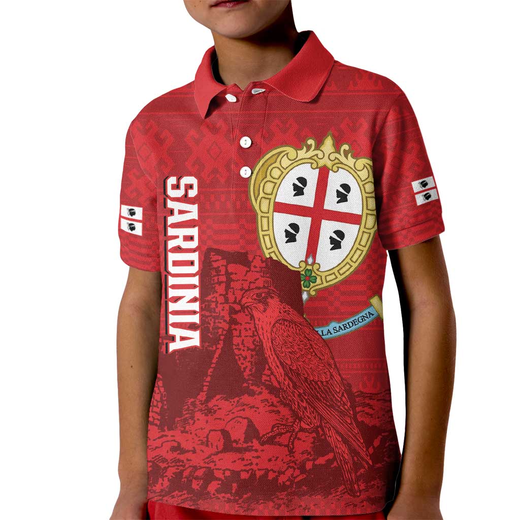 Personalised Sardinia Italy Kid Polo Shirt Sardegna Nuraghe With Falcon
