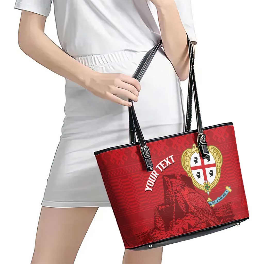Personalised Sardinia Italy Leather Tote Bag Sardegna Nuraghe With Falcon