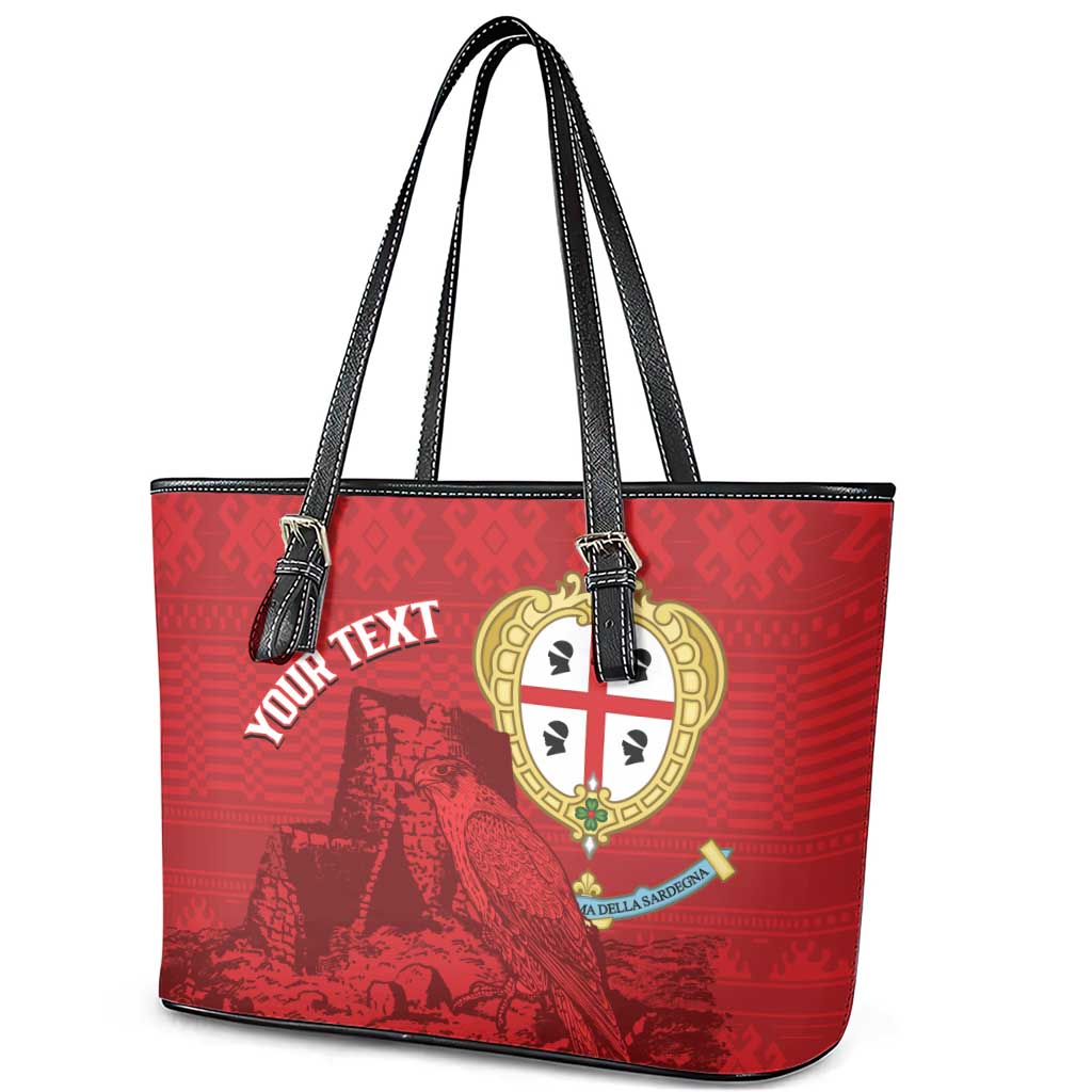 Personalised Sardinia Italy Leather Tote Bag Sardegna Nuraghe With Falcon