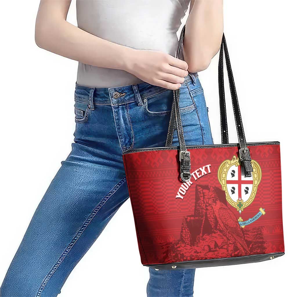 Personalised Sardinia Italy Leather Tote Bag Sardegna Nuraghe With Falcon
