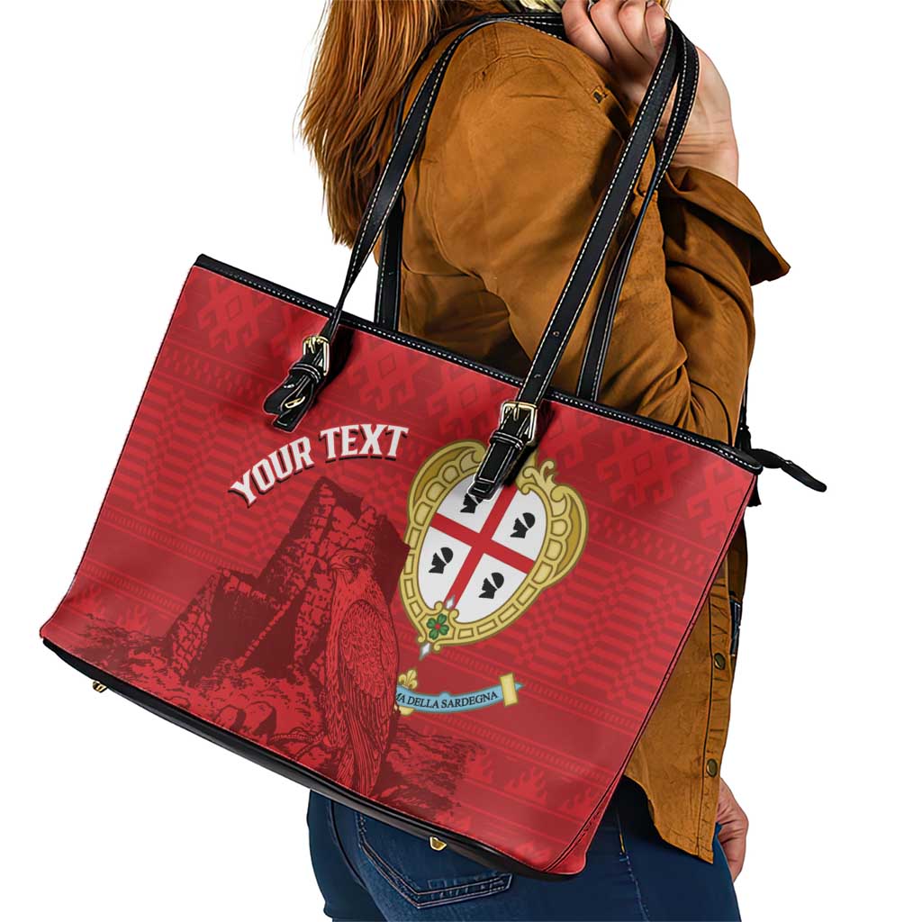 Personalised Sardinia Italy Leather Tote Bag Sardegna Nuraghe With Falcon