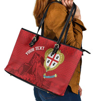 Personalised Sardinia Italy Leather Tote Bag Sardegna Nuraghe With Falcon