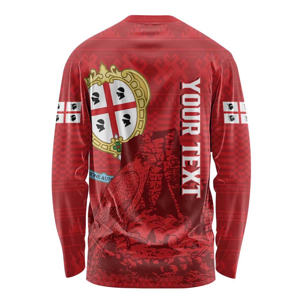 Personalised Sardinia Italy Long Sleeve Shirt Sardegna Nuraghe With Falcon