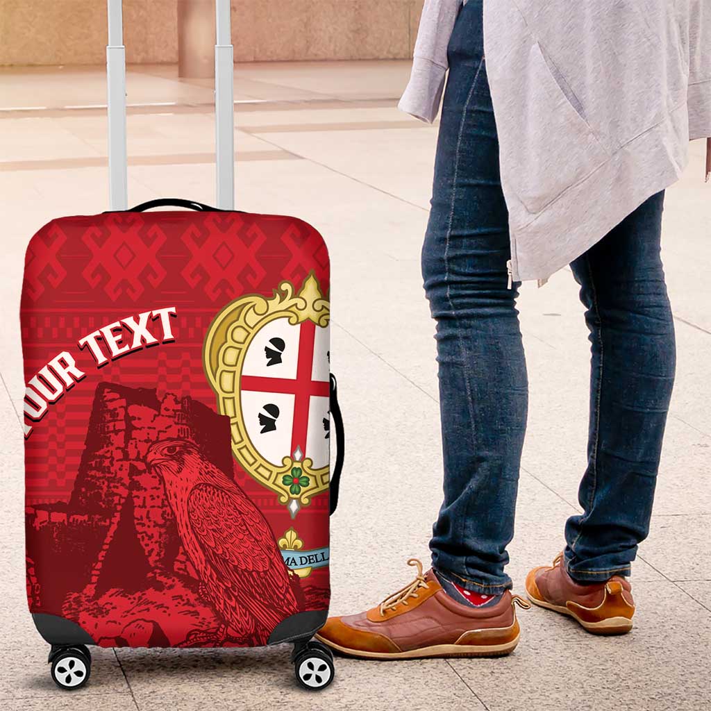Personalised Sardinia Italy Luggage Cover Sardegna Nuraghe With Falcon