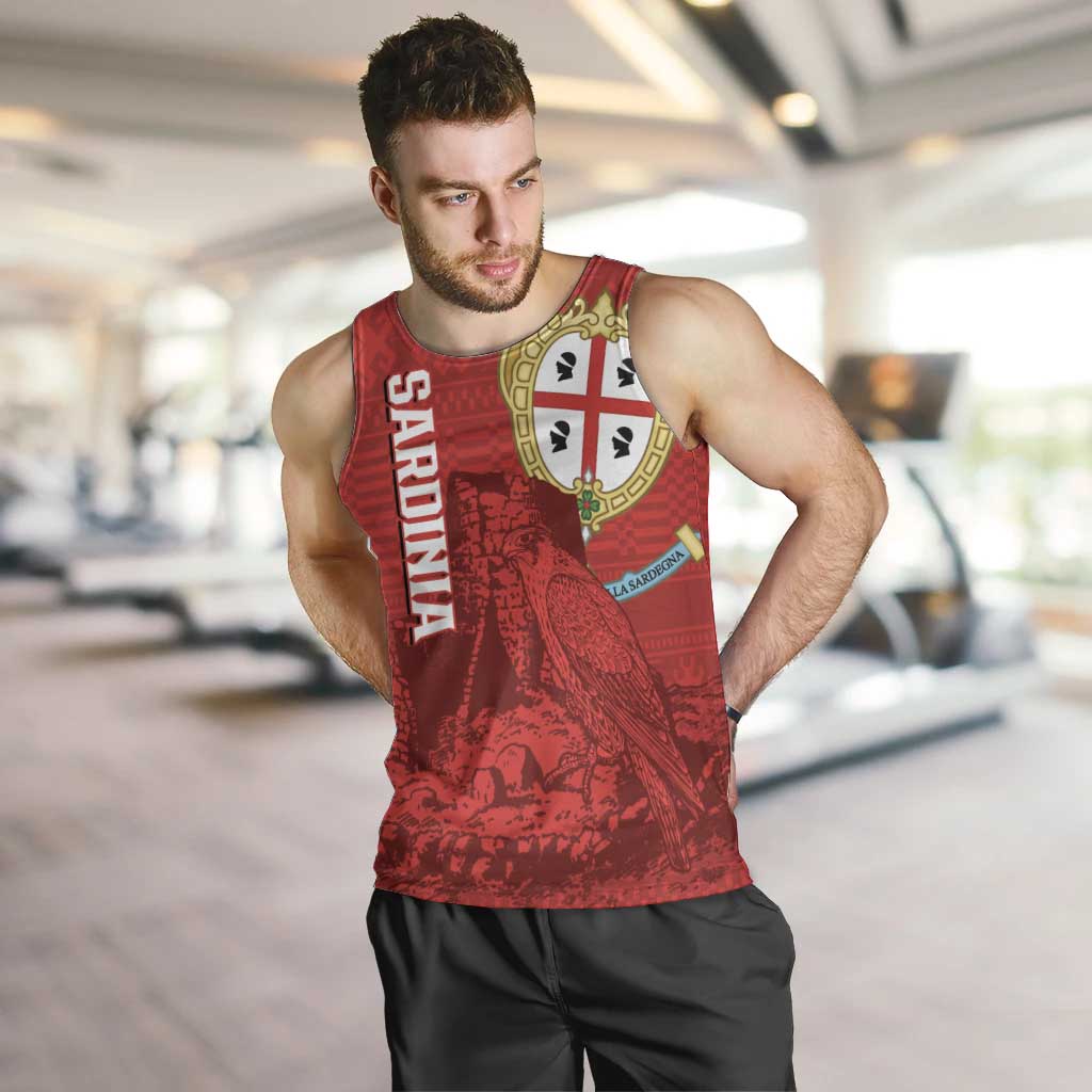 Personalised Sardinia Italy Men Tank Top Sardegna Nuraghe With Falcon