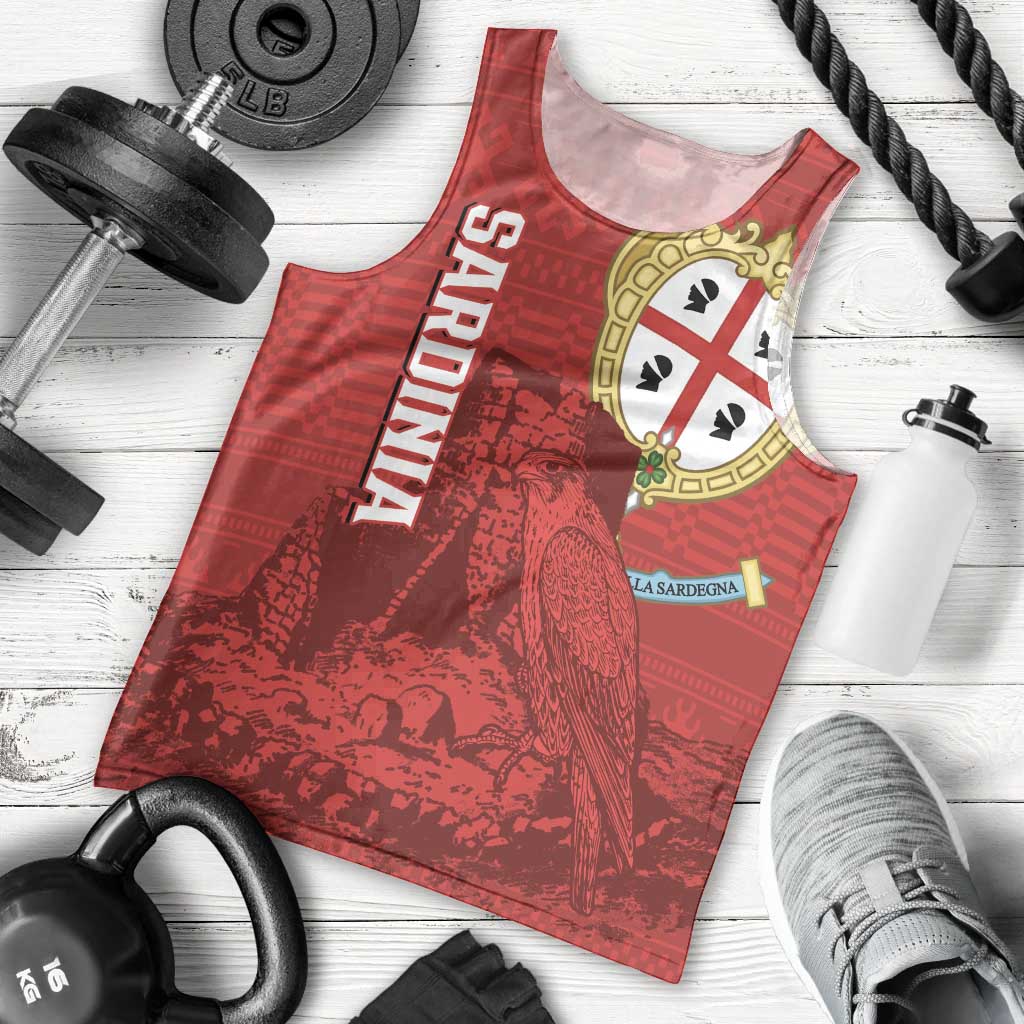 Personalised Sardinia Italy Men Tank Top Sardegna Nuraghe With Falcon