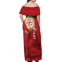 Personalised Sardinia Italy Off Shoulder Maxi Dress Sardegna Nuraghe With Falcon