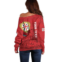 Personalised Sardinia Italy Off Shoulder Sweater Sardegna Nuraghe With Falcon