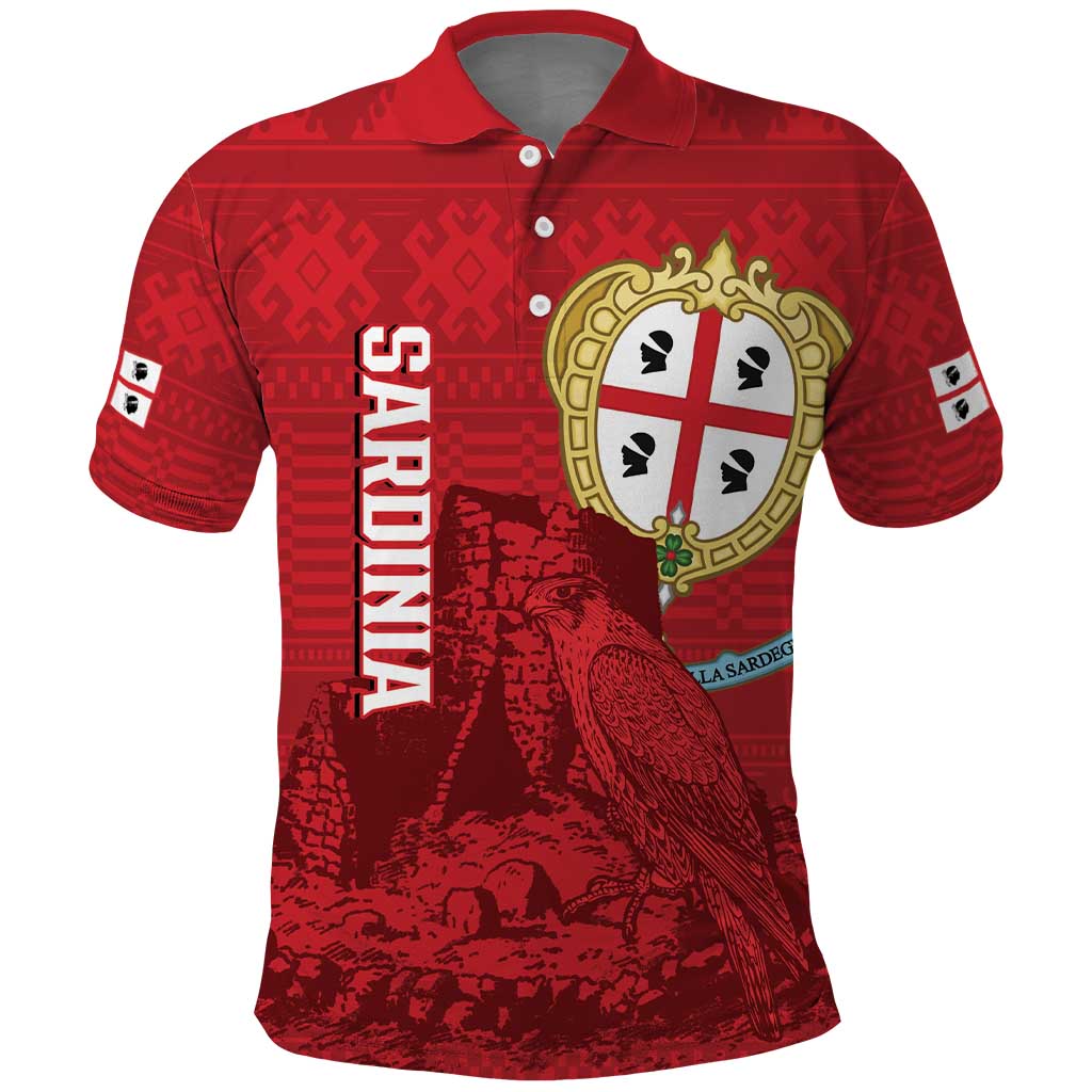 Personalised Sardinia Italy Polo Shirt Sardegna Nuraghe With Falcon