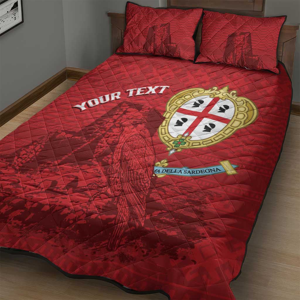 Personalised Sardinia Italy Quilt Bed Set Sardegna Nuraghe With Falcon