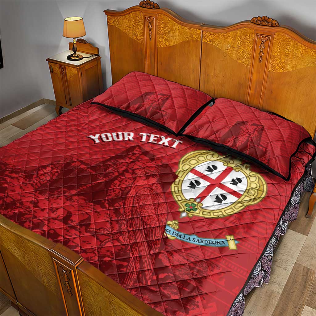 Personalised Sardinia Italy Quilt Bed Set Sardegna Nuraghe With Falcon