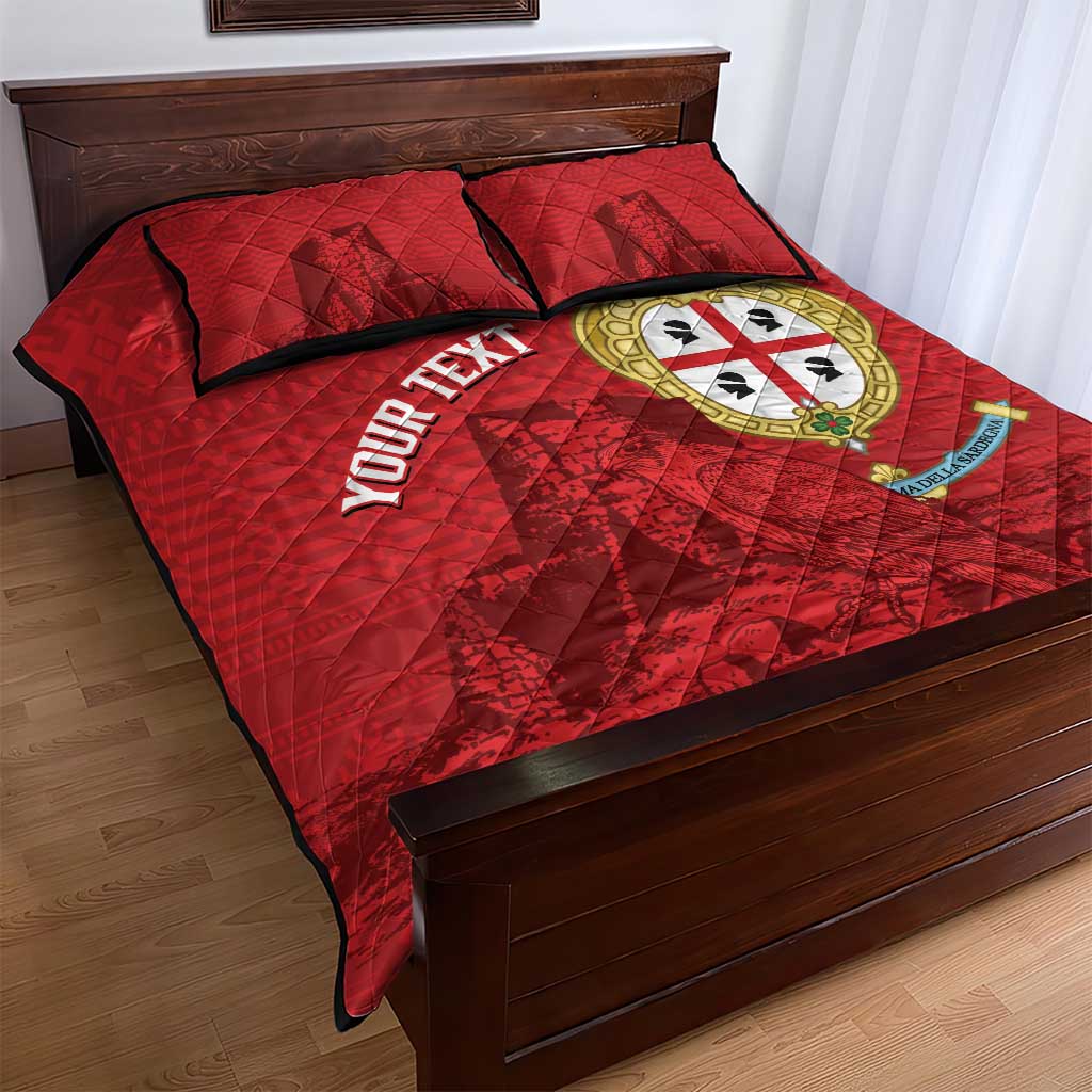 Personalised Sardinia Italy Quilt Bed Set Sardegna Nuraghe With Falcon