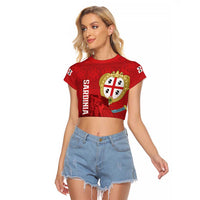 Personalised Sardinia Italy Raglan Cropped T Shirt Sardegna Nuraghe With Falcon