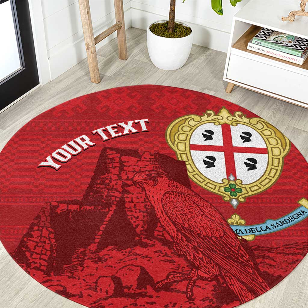 Personalised Sardinia Italy Round Carpet Sardegna Nuraghe With Falcon