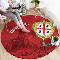 Personalised Sardinia Italy Round Carpet Sardegna Nuraghe With Falcon