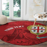 Personalised Sardinia Italy Round Carpet Sardegna Nuraghe With Falcon