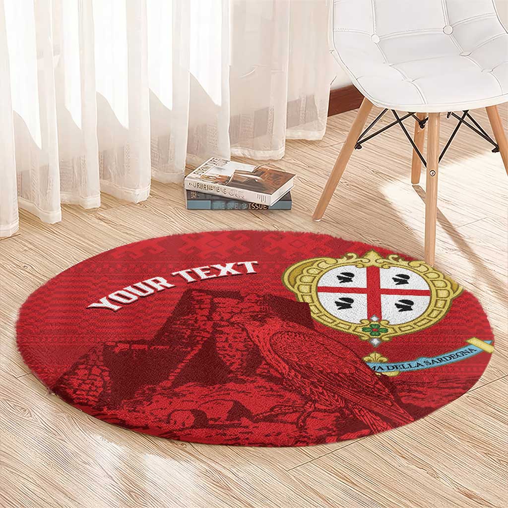 Personalised Sardinia Italy Round Carpet Sardegna Nuraghe With Falcon