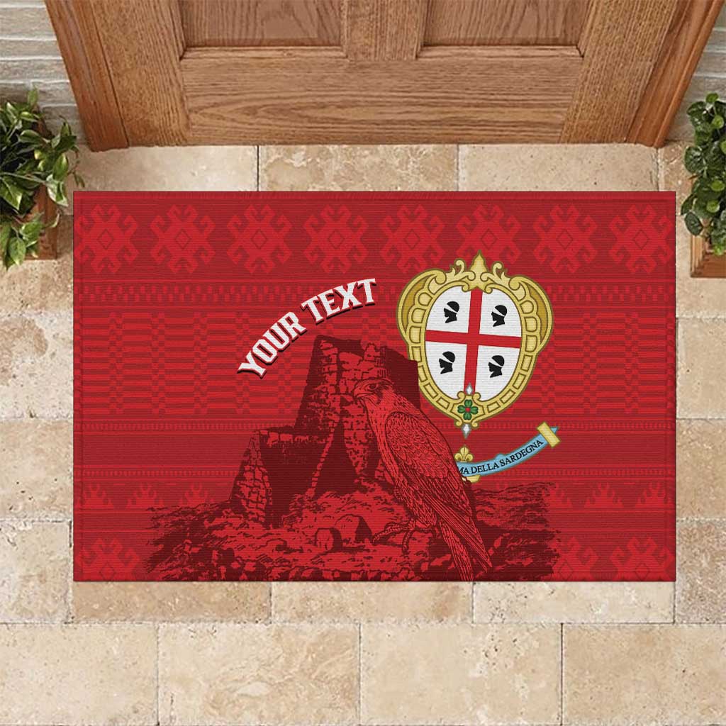 Personalised Sardinia Italy Rubber Doormat Sardegna Nuraghe With Falcon