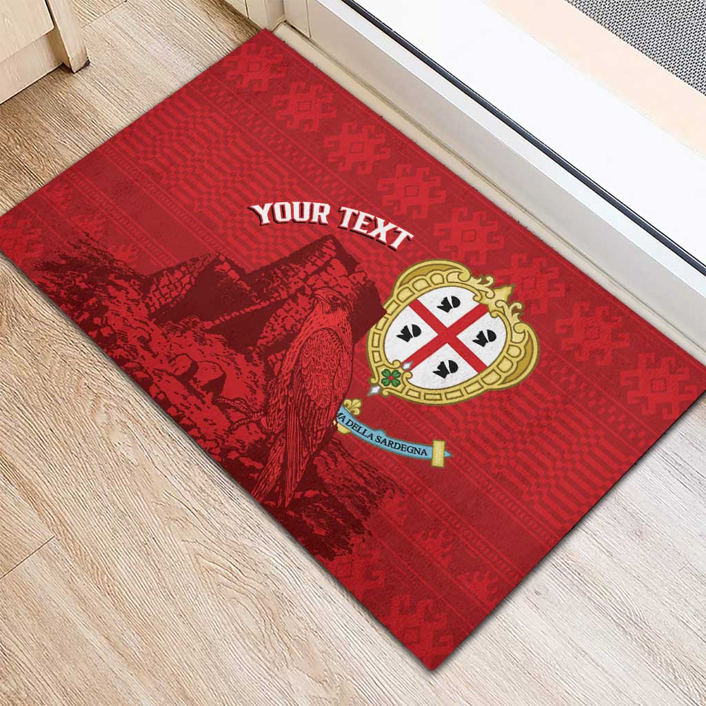 Personalised Sardinia Italy Rubber Doormat Sardegna Nuraghe With Falcon
