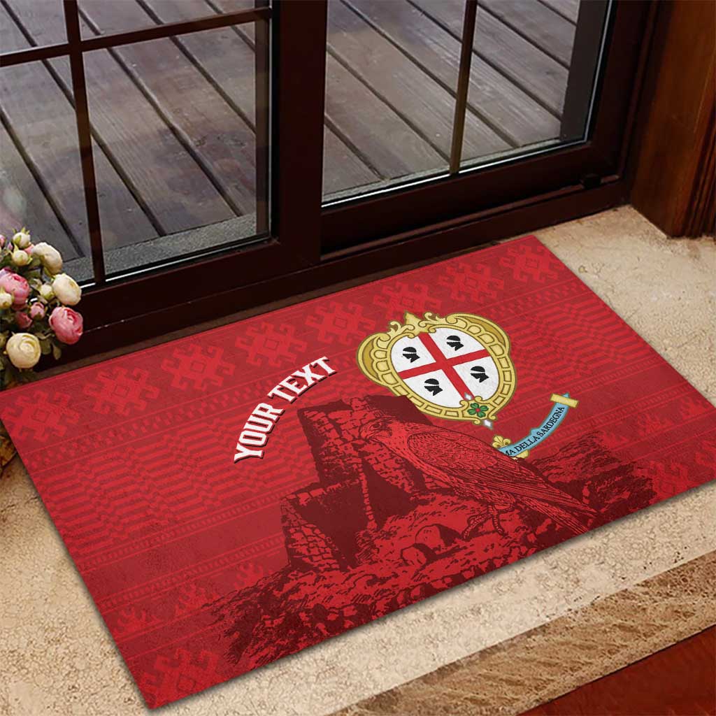 Personalised Sardinia Italy Rubber Doormat Sardegna Nuraghe With Falcon