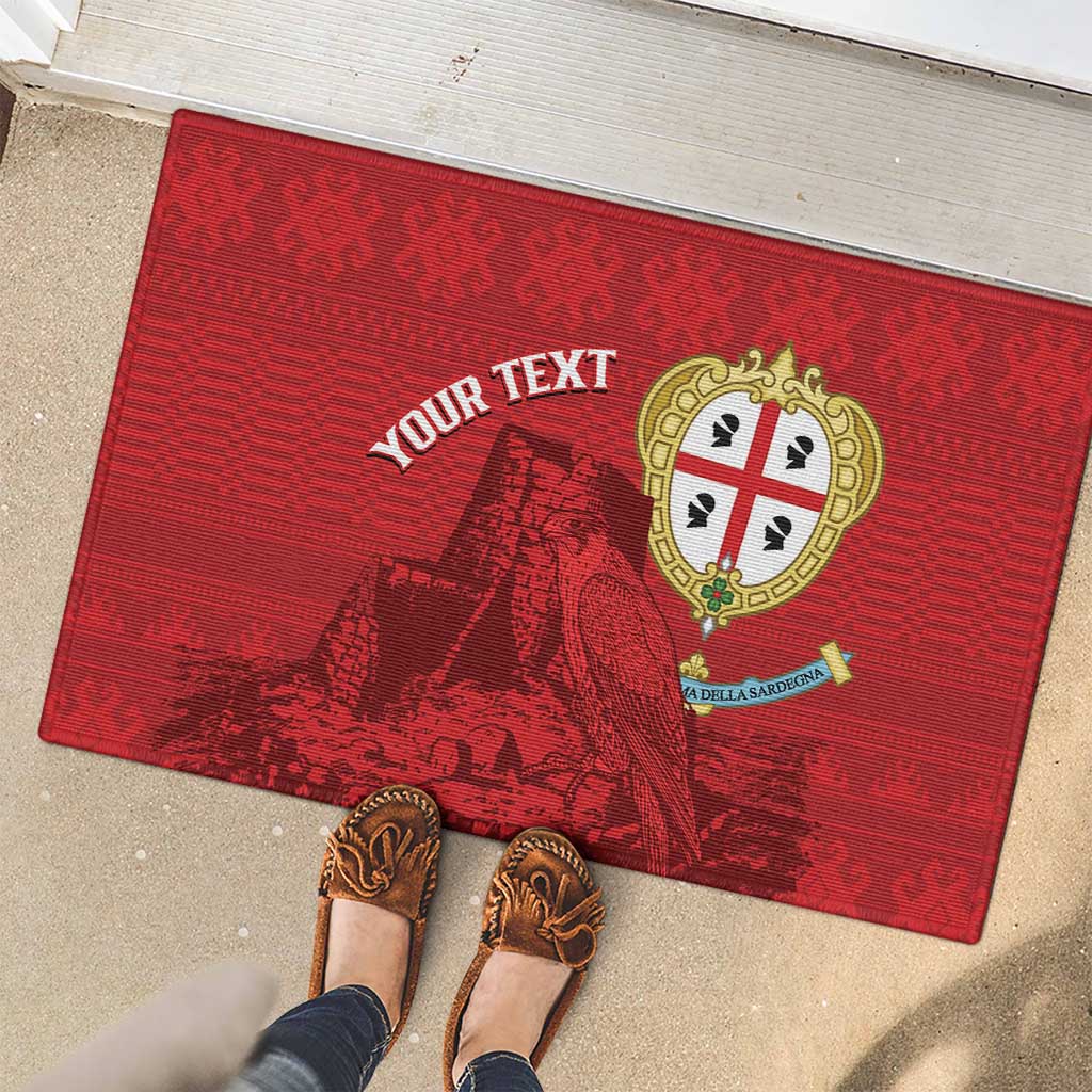 Personalised Sardinia Italy Rubber Doormat Sardegna Nuraghe With Falcon