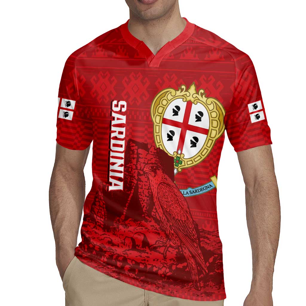 Personalised Sardinia Italy Rugby Jersey Sardegna Nuraghe With Falcon
